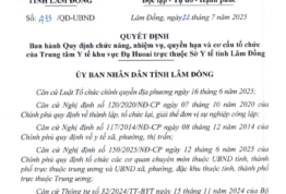 Quyết định ban hành Quy định chức năng, nhiệm vụ, quyền hạn và cơ cấu tổ chức của Trung tâm Y tế khu vực Đạ Huoai