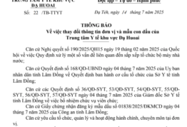 Thông báo thay đổi thông tin đơn vị và mẫu con dấu của TTYT khu vực Đạ Huoai
